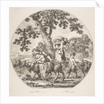 Satyr family walking towards the left with two goats and a basket of grapes, ca. 1657 by Stefano della Bella