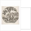 Satyr family walking towards the left with two goats and a basket of grapes, ca. 1657 by Stefano della Bella