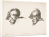 Plate 10: two heads of old soldiers wearing helmets, both facing left and looking down…, ca. 1641 by Stefano della Bella