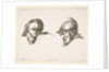 Plate 10: two heads of old soldiers wearing helmets, both facing left and looking down…, ca. 1641 by Stefano della Bella