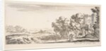 Plate 4: two pilgrims observing ruins to right, one pointing towards the right, a shep…, ca. 1641 by Stefano della Bella