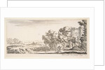 Plate 4: two pilgrims observing ruins to right, one pointing towards the right, a shep…, ca. 1641 by Stefano della Bella