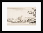 Plate 7: various boats on shore to left, a man carrying a bag, seen from behind and wa…, ca. 1641 by Stefano della Bella