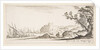 Plate 7: various boats on shore to left, a man carrying a bag, seen from behind and wa…, ca. 1641 by Stefano della Bella
