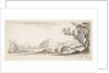 Plate 7: various boats on shore to left, a man carrying a bag, seen from behind and wa…, ca. 1641 by Stefano della Bella