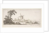 Plate 10: a family in center foreground, various figures and horses in middleground, a…, ca. 1641 by Stefano della Bella