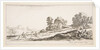 Plate 9: two horsemen at left galloping uphill towards the right, a horse and seated m…, ca. 1641 by Stefano della Bella