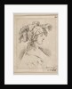 Plate 15: mid-bust of a young woman in profile wearing a hat topped with feathers, fro…, ca. 1649 by Stefano della Bella