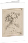 Plate 15: mid-bust of a young woman in profile wearing a hat topped with feathers, fro…, ca. 1649 by Stefano della Bella