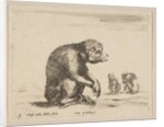 Plate 3: seated monkey, from 'Various animals', ca. 1641 by Stefano della Bella