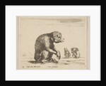 Plate 3: seated monkey, from 'Various animals', ca. 1641 by Stefano della Bella