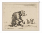Plate 3: seated monkey, from 'Various animals', ca. 1641 by Stefano della Bella