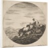 Herdsman on horseback drives animals, from 'Six animal subjects', ca. 1646 by Stefano della Bella