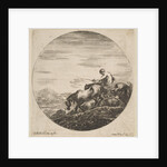 Herdsman on horseback drives animals, from 'Six animal subjects', ca. 1646 by Stefano della Bella