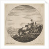 Herdsman on horseback drives animals, from 'Six animal subjects', ca. 1646 by Stefano della Bella