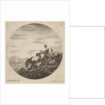 Herdsman on horseback drives animals, from 'Six animal subjects', ca. 1646 by Stefano della Bella