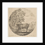 A peasant woman with a cow at a fountain decorated with the Medici arms, from 'Six ani…, ca. 1646 by Stefano della Bella