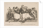 Cartouche Containing an Empty Shield Surmounted by a Lion and Framed by a Lion and a Child, 1646 by Stefano della Bella