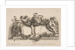 Cartouche Containing an Empty Shield Surmounted by a Lion and Framed by a Lion and a Child, 1646 by Stefano della Bella