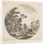 Plate 3: a gale in the forest, two horsemen wrapped in their cloaks, with the wind blo…, ca. 1646 by Stefano della Bella