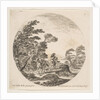 Plate 3: a gale in the forest, two horsemen wrapped in their cloaks, with the wind blo…, ca. 1646 by Stefano della Bella