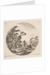 Plate 3: a gale in the forest, two horsemen wrapped in their cloaks, with the wind blo…, ca. 1646 by Stefano della Bella