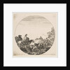 Plate 5: a woman carrying a child on a horse at left, a camel following her, a herd of…, ca. 1646 by Stefano della Bella