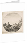 Plate 5: a woman carrying a child on a horse at left, a camel following her, a herd of…, ca. 1646 by Stefano della Bella