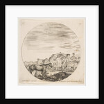 Plate 12: a shepherd sleeping on the ground at right, three horses at left, other hors…, ca. 1646 by Stefano della Bella