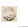Plate 12: a shepherd sleeping on the ground at right, three horses at left, other hors…, ca. 1646 by Stefano della Bella