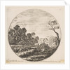 Plate 6: cows crossing a valley at left, a horseman and other cows in the background…, ca. 1646 by Stefano della Bella