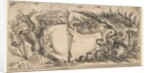 Two Different Halves of Cartouches Each Showing an Eagle Fighting a Serpent, 1646 by Stefano della Bella