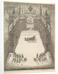 Theater at Modena, seen from above and filled with spectators, with a triumphal car at cen…, 1652 by Stefano della Bella