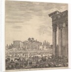 The columns of the Temple of Antoninus to right, a part of the Campo Vaccino in center and…, 1656 by Stefano della Bella