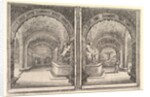 Two views of a grotto, both views with a fountain with a seated statue, seen from the …, ca. 1653 by Stefano della Bella