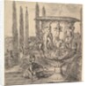 The Medici vase, a large vase to right decorated with a representation of the sacrifice of…, 1656 by Stefano della Bella