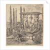 The Medici vase, a large vase to right decorated with a representation of the sacrifice of…, 1656 by Stefano della Bella