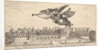 View of the Palais Cardinal, the figure of Fame at top center flying towards the left a…, 1649-51 by Stefano della Bella