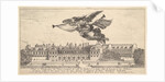 View of the Palais Cardinal, the figure of Fame at top center flying towards the left a…, 1649-51 by Stefano della Bella