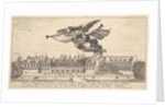View of the Palais Cardinal, the figure of Fame at top center flying towards the left a…, 1649-51 by Stefano della Bella