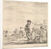Standing sailor in center talking to a seated Levantine man to left, seen in profil…, ca. 1658-63 by Stefano della Bella