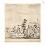 Standing sailor in center talking to a seated Levantine man to left, seen in profil…, ca. 1658-63 by Stefano della Bella