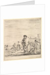 Standing sailor in center talking to a seated Levantine man to left, seen in profil…, ca. 1658-63 by Stefano della Bella