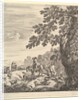 Two horsemen pass a flock, riding towards the left, a peasant woman and a young boy to…, ca. 1656 by Stefano della Bella