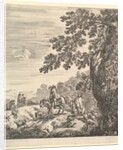 Two horsemen pass a flock, riding towards the left, a peasant woman and a young boy to…, ca. 1656 by Stefano della Bella
