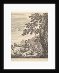 Two horsemen pass a flock, riding towards the left, a peasant woman and a young boy to…, ca. 1656 by Stefano della Bella