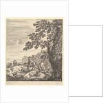Two horsemen pass a flock, riding towards the left, a peasant woman and a young boy to…, ca. 1656 by Stefano della Bella