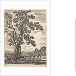 A woman on horseback seen from behind descending a hill to the right, a large tree …, ca. 1652-57 by Stefano della Bella