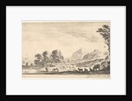 Plate 11: shepherdess seated to the right under a tree, watching her flock to the left…, ca. 1641 by Stefano della Bella