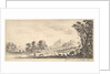 Plate 11: shepherdess seated to the right under a tree, watching her flock to the left…, ca. 1641 by Stefano della Bella